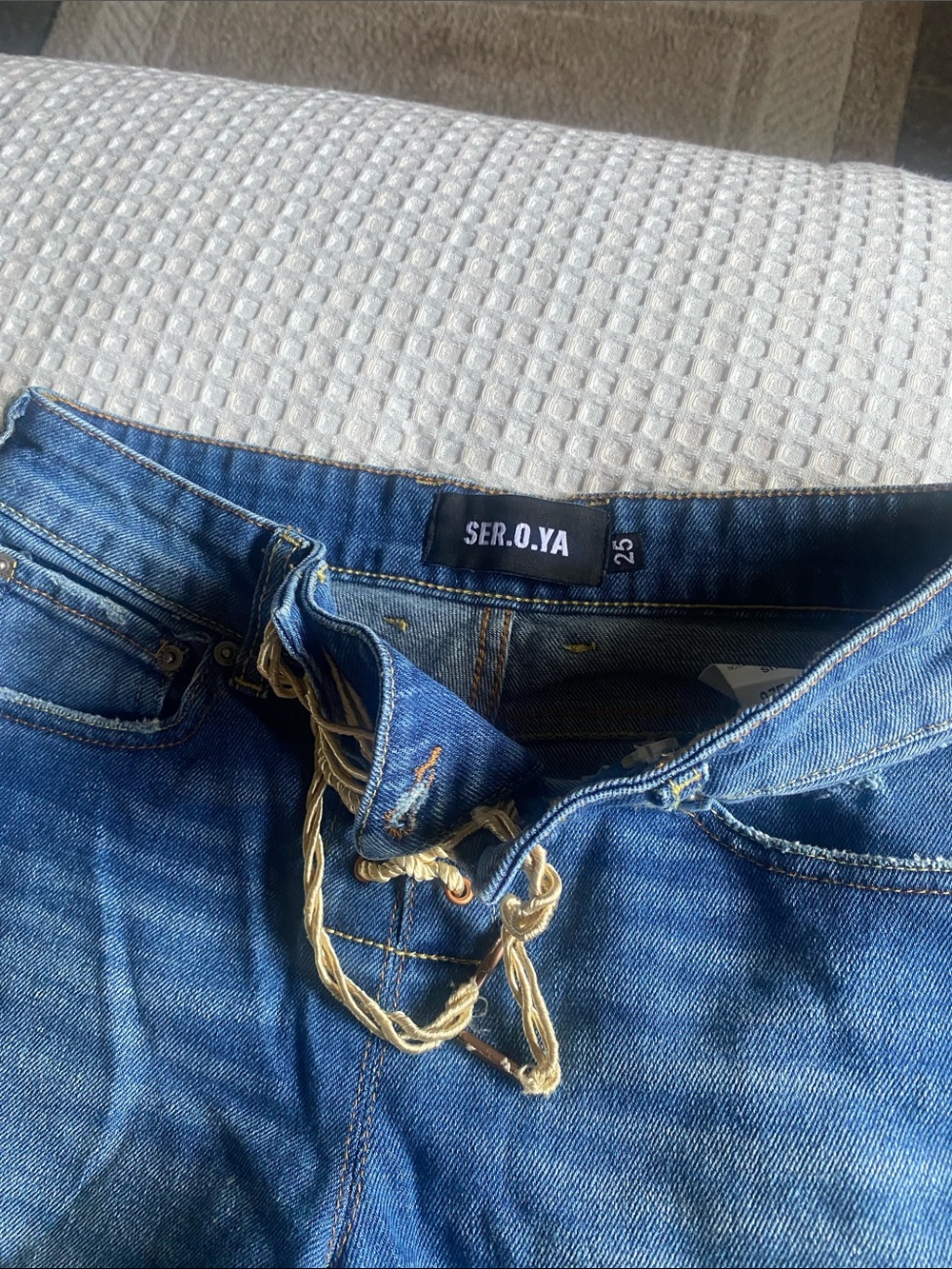 SER.O.YA Blue Lace-Up Slim womens Jeans